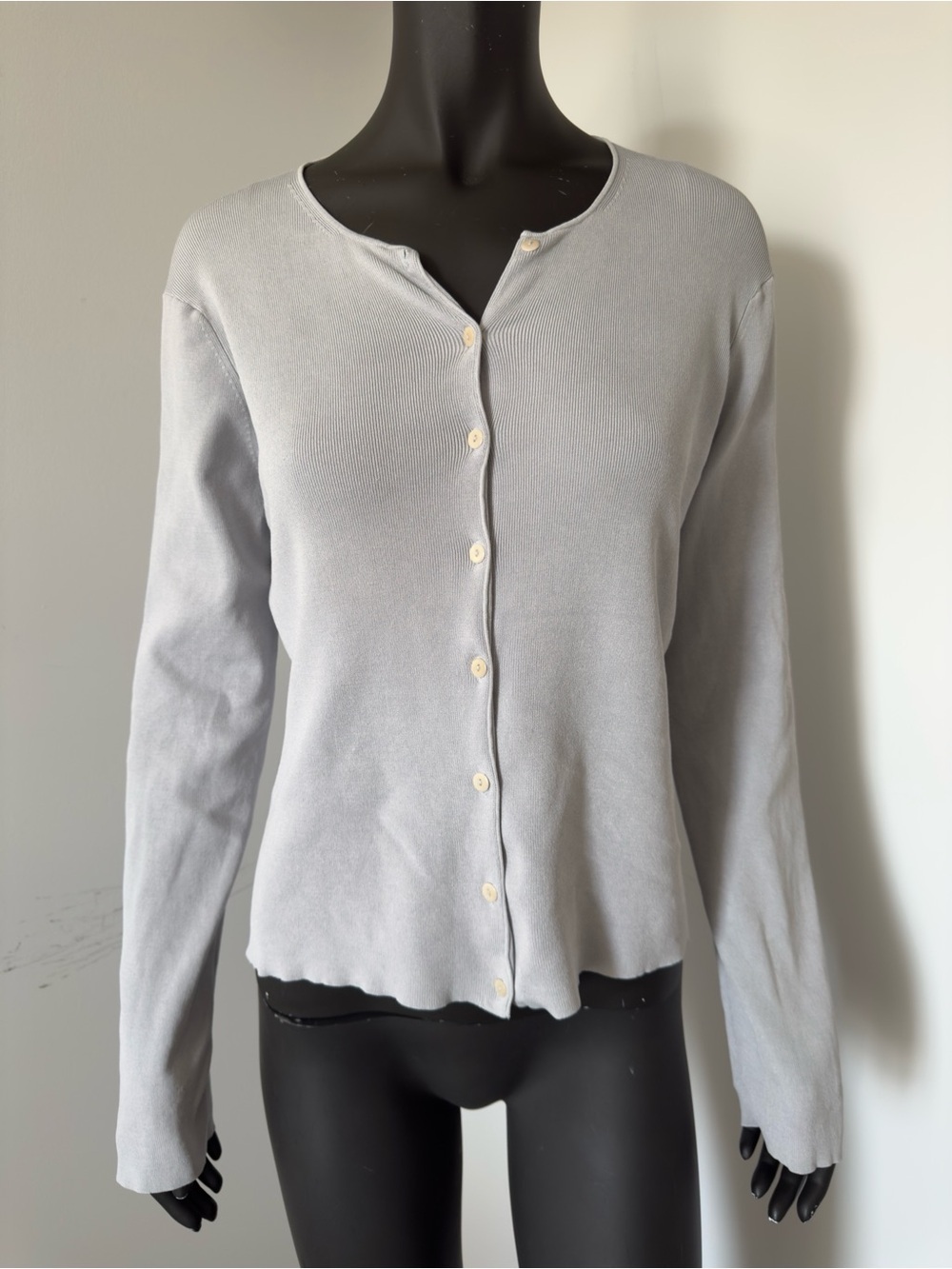 183. Kenneth Cole Silk Blend New York Light Gray Ribbed Top